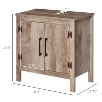 kleankin Pedestal Sink Storage Cabinet, Rustic Under Sink Cabinet, Bathroom Vanity Cabinet with Double Door Space Saver Organizer, Barnwood(m-3)