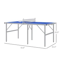 Soozier Portable Ping Pong Table Set, Foldable Table Tennis Table with Net, 2 Paddles, 3 Balls for Outdoor Indoor, Blue(m-3)