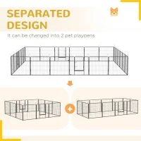 PawHut 24 Panel 31.5" Height Heavy Duty Dog Playpen for Small Medium Dogs, Grey(m-6)