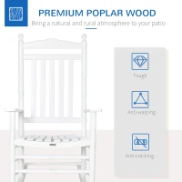 Outsunny Traditional Wooden High-Back Rocking Chair for Porch, Indoor/Outdoor, White(m-6)