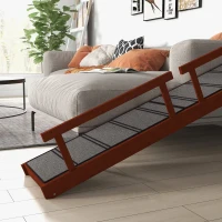 PawHut Wooden Dog Ramp with Removable Guardrails, Non-Slip Surface, 73" Long, Brown(m-8)