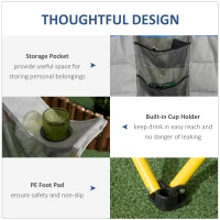 Outsunny 62" W Double Seat Camping Chair Folding Lawn Loveseat w/ Storage Pocket & Cup Holder Compact in a Bag for Outdoor, Beach, Picnic, Hiking, Travel, Blue(m-6)