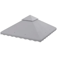 Outsunny 10' x 10' Gazebo Replacement Canopy Cover, 2 Tier Gazebo Roof Replacement TOP ONLY, Light Grey(m-11)