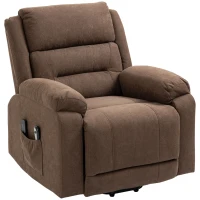 HOMCOM Electric Power Lift Chair for Elderly with Massage, Oversized Living Room Recliner with Remote Control, and Side Pockets, Brown(m-11)