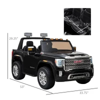 Aosom 12V GMC Sierra HD Battery Kids Ride On Car with Remote Control, Bright Headlights, & Working Suspension, Black(m-3)