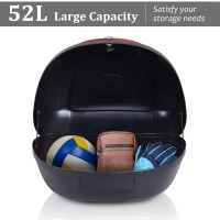 HOMCOM 52L Motorcycle Tail box Top Case Motorbike Trunk Helmet Carrier Luggage Helmet Storage Mount Rack w/ Keys(m-7)