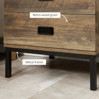 HOMCOM Nightstand with Storage, Retro Bedside Table, Side Table with 2 Drawers, Steel Frame for Bedroom, Coffee(m-6)