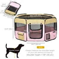 PawHut 49-inch Large Exercise Puppy Pet Playpen Portable Dog Cat Pet Play Pen Pet Cage Tent Kennel Crate Pink Carry Bag Included(m-3)