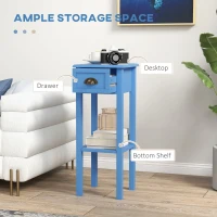 HOMCOM 2-Tier Side Table with Drawer and Shelf, End Table for Living Room and Hallway, Light Blue(m-4)