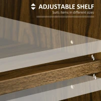 HOMCOM Sideboard with Glass Sliding Doors, Buffet Cabinet, Coffee Bar Cabinet with Adjustable Shelf, Walnut(m-6)