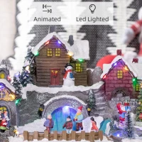 HOMCOM Christmas Village, Skating Pond Animated Winter Wonderland Set with Multicolored LED Light, Plug-In Christmas Decoration(m-7)