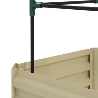 Outsunny Galvanized Planter Box, 24" x 24" x 73.5" Raised Garden Bed with Tomato Cage for Climbing Vines, Cream(m-9)