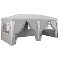 Outsunny 19 x 10' Pop Up Canopy with Removable Sidewalls, Windows, Height Adjustable Ez Up Canopy for Outdoor Events, Party, Gray