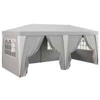 Outsunny 19 x 10' Pop Up Canopy with Removable Sidewalls, Windows, Height Adjustable Ez Up Canopy for Outdoor Events, Party, Gray(m-1)