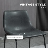 HOMCOM Counter Height Bar Stools, Vintage PU Leather Barstools with Footrest for Dining Room, Home Bar, Kitchen, Set of 2, Black(m-4)