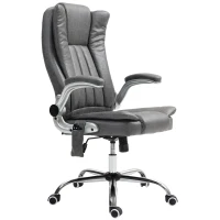 HOMCOM Vibration Massage Office Chair, High Back Heated Computer Chair with Flip-up Armrest & Swivel Wheels, Gray(m-1)