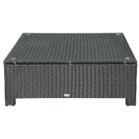 Outsunny Rattan Coffee Table, Patio Side Table, Hand-woven Wicker Furniture with Tempered Glass Top Outdoor Garden Patio, Black(m-11)
