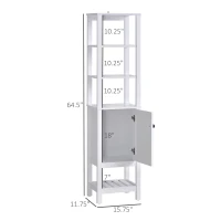 HOMCOM Freestanding Wood Bathroom Storage Tall Cabinet Organizer Tower with Shelves & Compact Design, White(m-3)