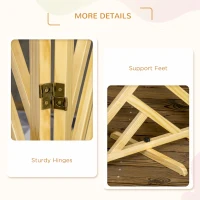 PawHut Foldable Gate with Ultra-Stable Feet, Medium & Small Dog Gate Freestanding with Two-Way Hinges, Wooden Dog Gate Dog Accessories(m-7)