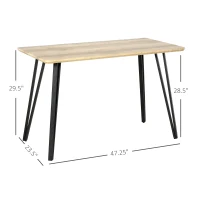 HOMCOM Rustic Rectangular Dining Table Kitchen Table with Metal Hairpin Legs for Dining Room, or Living Room 47.25" x 23.5" x 29.5", Natural(m-3)
