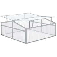 Outsunny 39" Aluminum Vented Cold Frame Mini Greenhouse Kit with Adjustable Roof, Polycarbonate Panels, & Strong Design(m-11)