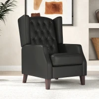 HOMCOM Faux Leather Armchair, Modern Accent Chair with Thick Padding for Living Room, Bedroom, Home Office, Black(m-9)
