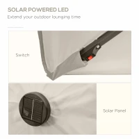 Outsunny 6' x 10' Patio Umbrella with 22 LED Solar Lights and Tilt, Rectangular Outdoor Table Umbrella with Crank, Beige(m-4)