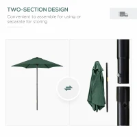 Outsunny 6.6FT Patio Umbrella, Outdoor Parasol with 6 Solid Ribs, Green(m-4)
