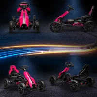 Aosom 12V Electric Go Kart for Kids w/ Adjustable Speed, Pink(m-7)