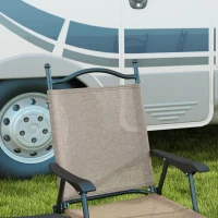Outsunny 4 Piece Folding Patio Camping Chair Set, Sports Chairs for Adults with Armrests, Mesh Fabric Seat for Lawn, Brown(m-7)