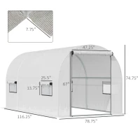 Outsunny 9.6' x 6.5' x 6.2' Walk-In Greenhouse w/ 2 Doors & Windows, White(m-3)