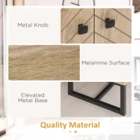 HOMCOM Modern Sideboard, Buffet Cabinet with 2 Chevron Doors and Adjustable Shelf, Kitchen Storage Cabinet with Steel Base, Coffee Bar Cabinet, 31.5" H, Oak(m-6)