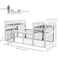 PawHut 7.3' x 3.6' Wooden Chicken Coop Combinable Design with Storage Shelf for 2-4 Chickens, Ducks, Goose, Rabbits, White(m-3)