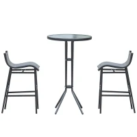 Outsunny 3 Piece Bar Height Outdoor Bistro Set for 2, Charcoal Gray(m-7)