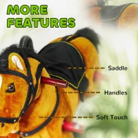 Qaba Spring Rocking Horse, Kids Ride on Horse, Plush Horse Ride-on w/ Sounds & Foot Stirrups for Kids 3-8 Years, Brown(m-6)