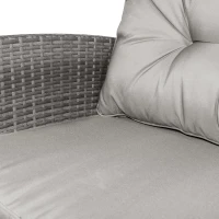 Outsunny 4 Piece Rattan Patio Furniture Set w/ Glass Table Top, Cushions for Backyard, Garden, Poolside, Deck, Charcoal Grey(m-9)