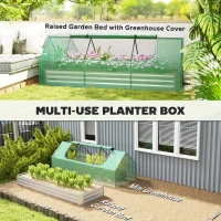 Outsunny 8.6 x 3 x 1ft Raised Garden Bed with Mini Greenhouse, Galvanized Raised Garden Bed with Cover for Herbs and Vegetables, Small Greenhouse for Patio Garden Balcony, Green and Silver(m-4)