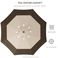 Outsunny 9 x 9 ft Outdoor Umbrella with Tilt, Patio Market Table Umbrella Parasol with Crank, Deep Brown(m-6)
