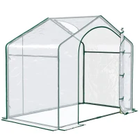 Outsunny 6 x 3.3 x 5.5ft Portable Garden Greenhouse Mini Flower Plant Growing Tent Outdoor Warm House Transparent PVC Tunnel Shed(m-6)