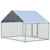 PawHut Large Chicken Coop Metal Chicken Run with Waterproof and Anti-UV Cover, Spire Shaped Walk-in Fence Cage Hen House for Outdoor and Yard Farm Use, 1.3" Tube Diameter, 9.8' x 6.6' x 6.4'(m-11)