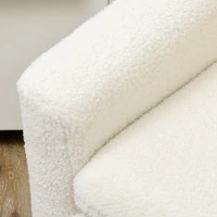 HOMCOM Fabric Accent Chair, Modern Upholstered Armchair with Wood Legs and Wide Padded Seat, Cream White(m-9)