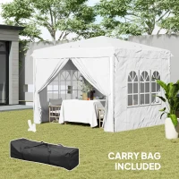 Outsunny 10' x 10' Pop-Up Canopy Tent with Sidewalls, Height-Adjustable, Carry Bag Included, for Outdoor, Garden, Patio, White(m-7)