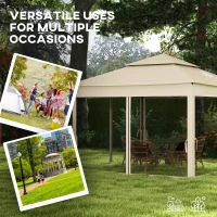 Outsunny Outdoor Patio Pop Up Canopy Gazebo Shelter with Zipper Netting, Carry Bag, 11' x 11', Beige(m-4)