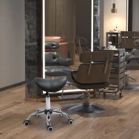 HOMCOM Adjustable Hydraulic Rolling Salon Stool Swivel Saddle Chair Spa Beauty Seat PU Leather,  Black(m-8)