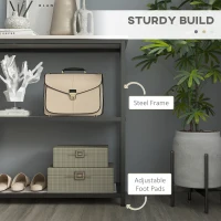 HOMCOM 39" Console Table, Entryway Table with 2 Storage Shelves, Steel Frame, Narrow Sofa Table for Living Room, Gray(m-5)