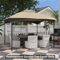 Outsunny 10' x 12' 2-Tier Gazebo Cover, Patio Gazebo Canopy Replacement with Drainage Holes for 84C-210 Series, Beige(m-2)