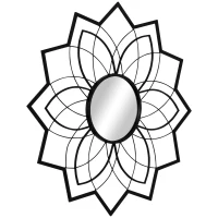 HOMCOM 31" x 31" Modern Flower Wall Mirror, Decorative Mirror for Living Room, Bedroom, Entryway, Home Decor, Black(m-11)