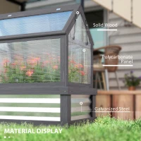 Outsunny Raised Garden Flower Bed Kit with Greenhouse, Wooden Cold Frame Planter, 35.5" x 22.5" x 38.25", Gray(m-6)