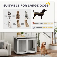 PawHut 39" Dog Crate Furniture with Sliding Barn Door, Furniture Style Dog Cage End Table for Large Dogs, White(m-9)