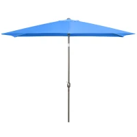 Outsunny 6.5x10ft Patio Umbrella, Rectangle Market Umbrella with Aluminum Frame and Crank Handle, Garden Parasol Outdoor Sunshade Canopy, Blue(m-11)
